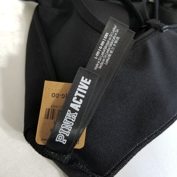 PINK Victoria's Secret Black Ultimate Sports Bra Strappy Bralette Logo New Large - Picture 11 of 16